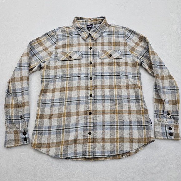 Patagonia Womens Medium Cotton Midweight Fjord Flannel Shirt Plaid Button Up - Picture 2 of 8